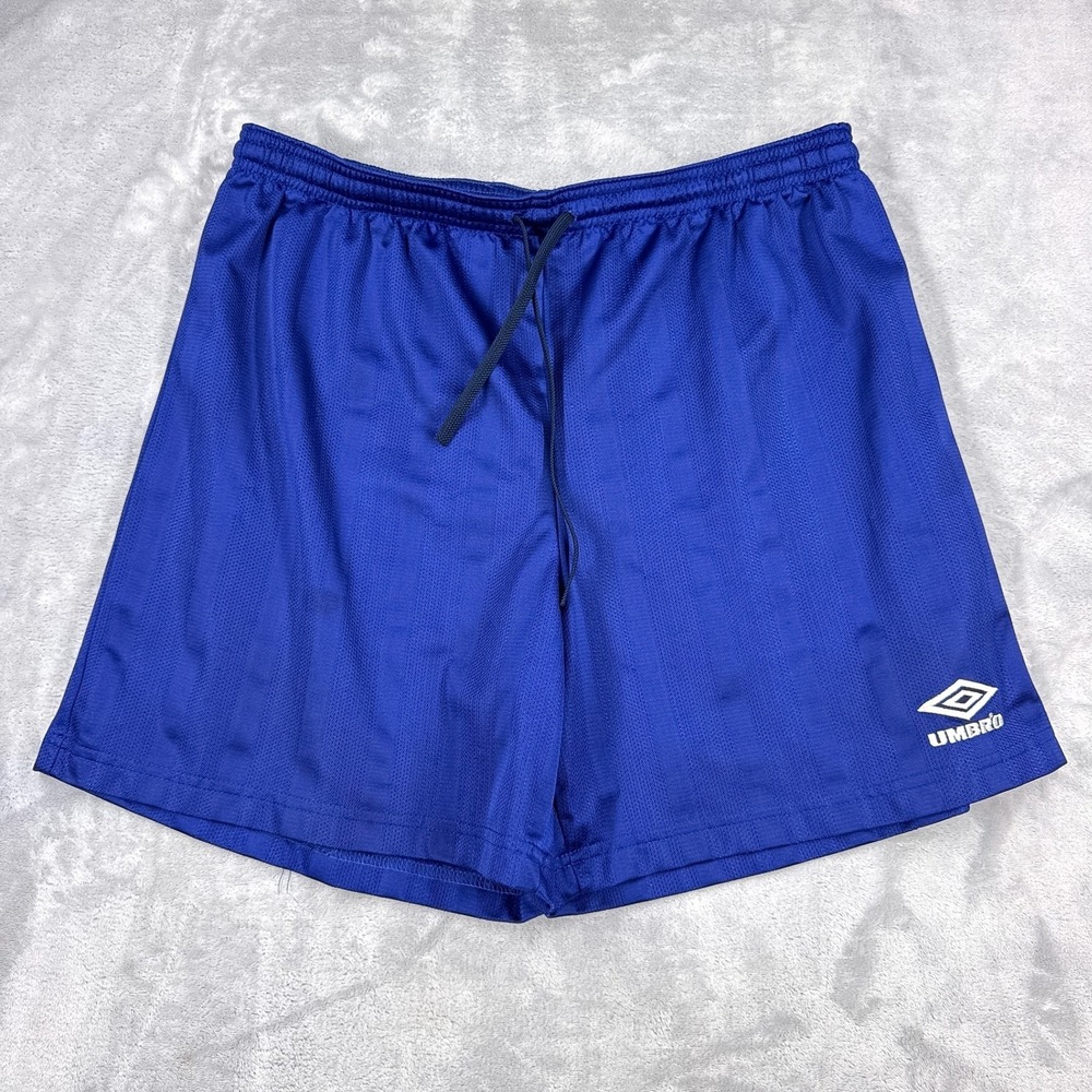 Vtg UMBRO Shadow Stripe Soccer Shorts Mens XL Blue Shimmer 90s Athletic Y2K USA